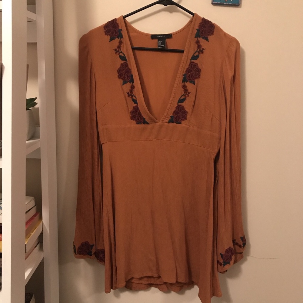 F21 Embroidered Boho Dress